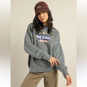 Thrills Gray 'Bad Habits' Graphic Sweatshirt